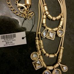 CHICOS LONG GOLD NECKLACE - NEW W Tags