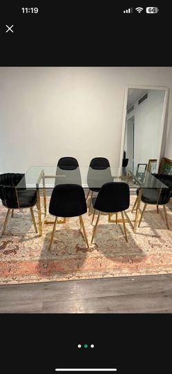 Black Gold Dining Table For 6 People
