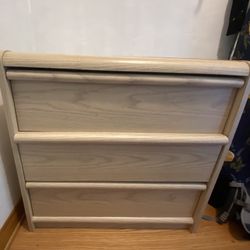 Small Three Drawer Beige Dresser