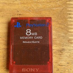 Red Sony PlayStation 2 Memory Card