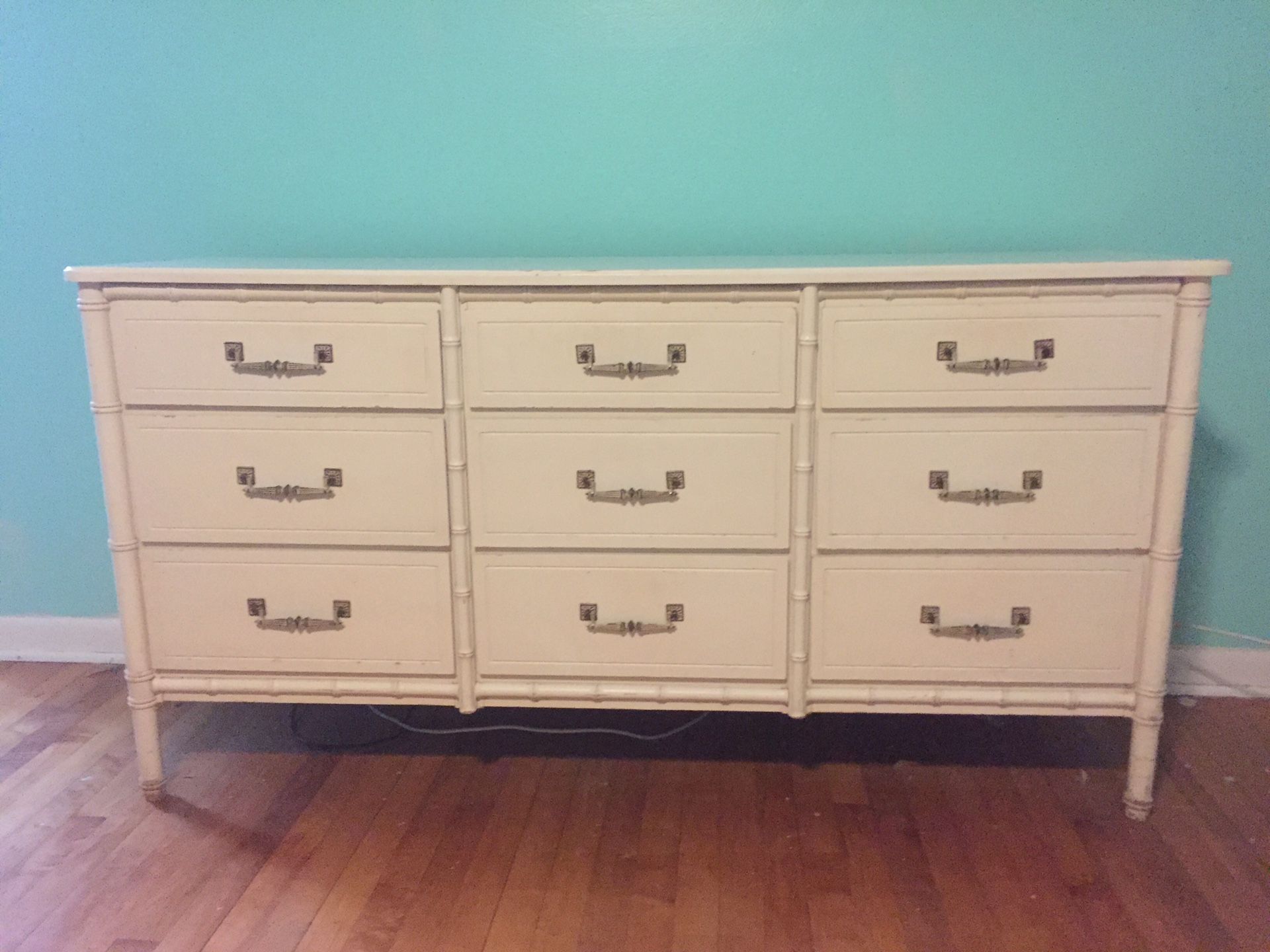 Vintage Cream faux bamboo dresser!