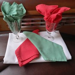 Red & Turquoise Event Linen Cloth Napkins...19"x19"