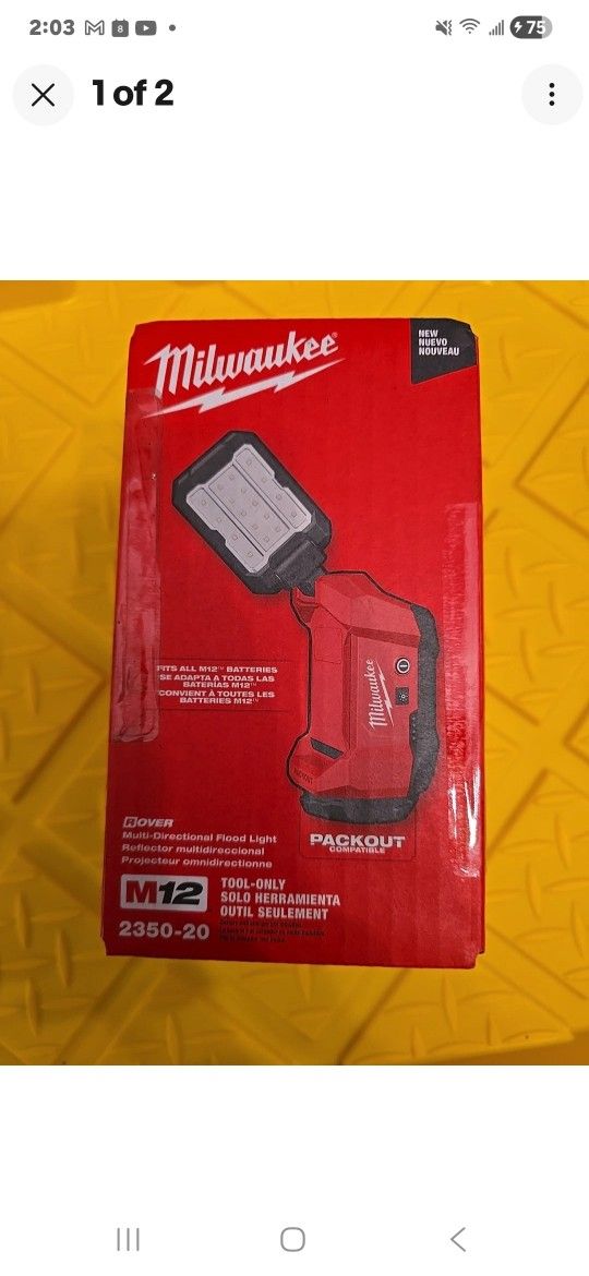 2025 Model Milwaukee 2350-20 M12 ROVER Multi-Directional Flood Light, BRAND NEW