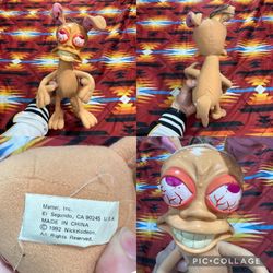 RARE 11” Vintage Ren & Stimpy Show 1992 Rude Toot Nickelodeon Plush Toys Mattel