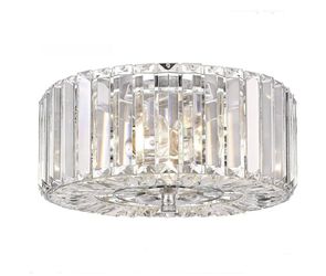 11.8" Crystal Round Flush Mount Modern Close to Ceiling Light Fixture, Chrome Ceiling Lights 2-Light Hallway Light Fixtures, Crystal CeRetails $99.99