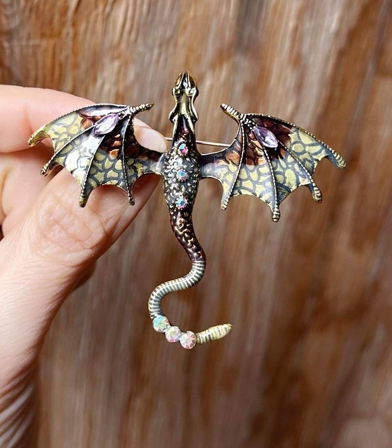 New Enamel Rhinestone Dragon Brooch/ pendant