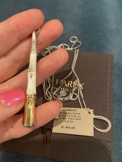 New $ 1500. John Hardy Bamboo Sterling Silver And 18k White Gold Necklace