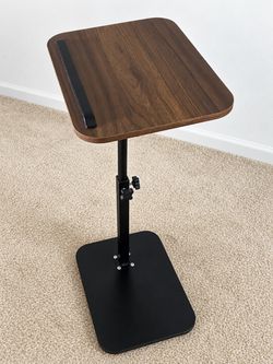 Adjustable Height Laptop Stand with Wood Grain Top