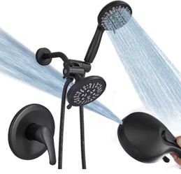 Single Handle 8-Spray Shower Faucet 1.8 GPM with Pressure Balance Valve and Dual Heads in Matte Black