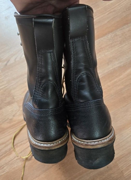 Sweet Pair Of Redwing Black Logger Boots Size 9 1/2D