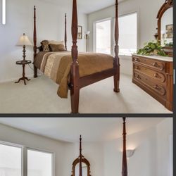 Twin Poster Bed With Mattress & Box Spring