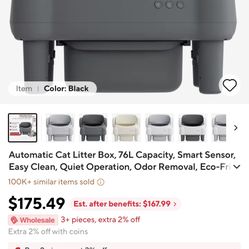 Gray  Automatic Smart Self  Cleaning Cat Litter  New  Opened  Box  
