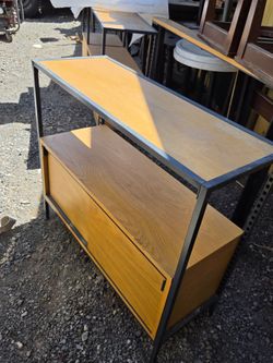 Industrial Wood and Metal Storage Cabinet