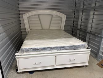LED king size bed frame with Storage Drawers