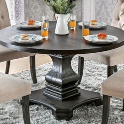 Brand New Rustic Antique Black Round Dining Table 