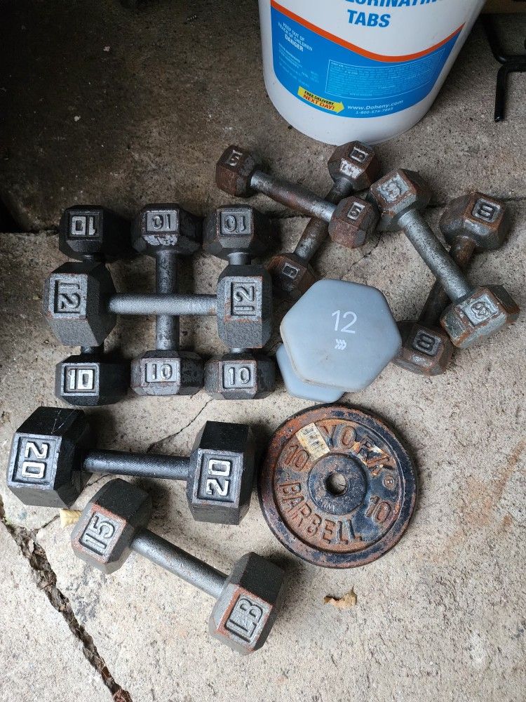 Mixed Dumbbell Lot β 5, 8, 10, 12, 15 & 20 + Plate
