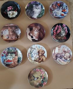 Lot of 10 Vintage 1990s Kitten, Puppy, Bird Collector Plates. $60 OBO