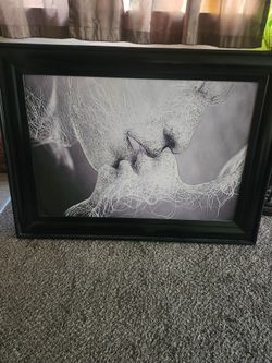 Framed abstract kiss art