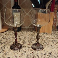Wine Glasses ~ Painted Enamel Stems
