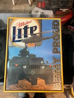 Miller Lite Army Proud Framed Mirror Sign