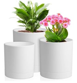 6/5/4 inch Flower Pots, Pack of 3 Cylinder Plant Pots for Small Indoor Outdoor