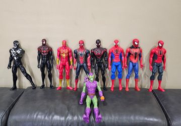 12" inch spiderman figure lot of 9