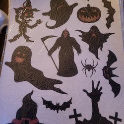 Halloween Window Stickers, 8 Sheets Halloween Window Clings Decals for Halloween Party Decorations, Removable Halloween Stickers Glass Window Home Dec
