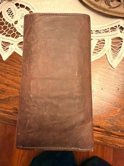 men’s long biker wallet brown leather $15