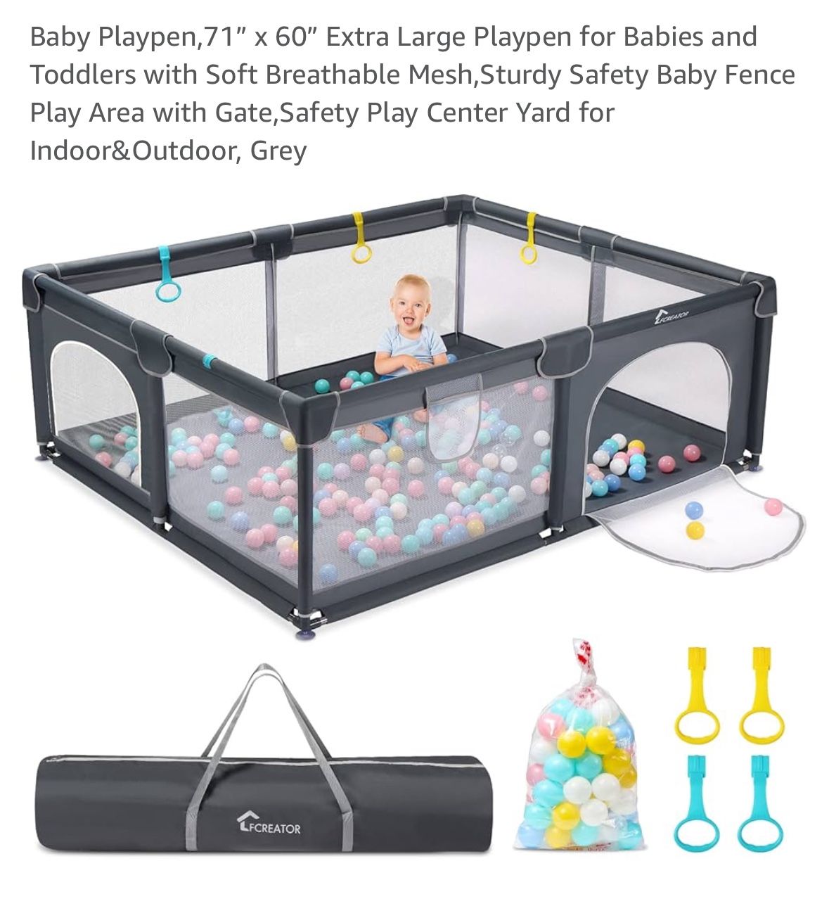 Baby Play Pen Area 71x60” And Foam Letters/numbers