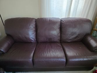 BurgIndy Oxblood Leather Living Room Set – Sofa, Loveseat & Chair – Excellent Condition
