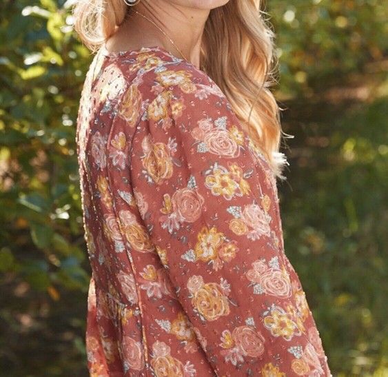 MATILDA JANE Womens Botanical Beauty Textured Floral Boho Blouse Size Small NWT