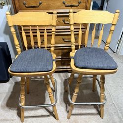 Wooden Swivel Bar Stools – Set of 2
