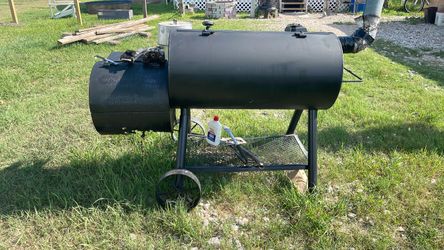 Large Offset BBQ Smoker Grill on Wheels