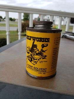 vintage can of The Golfworks grip solvent