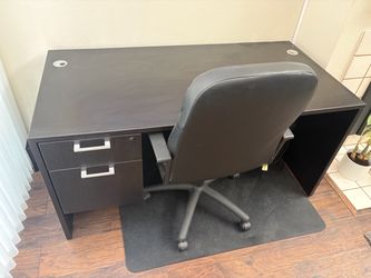 Dark Brown Office Desk with Drawers