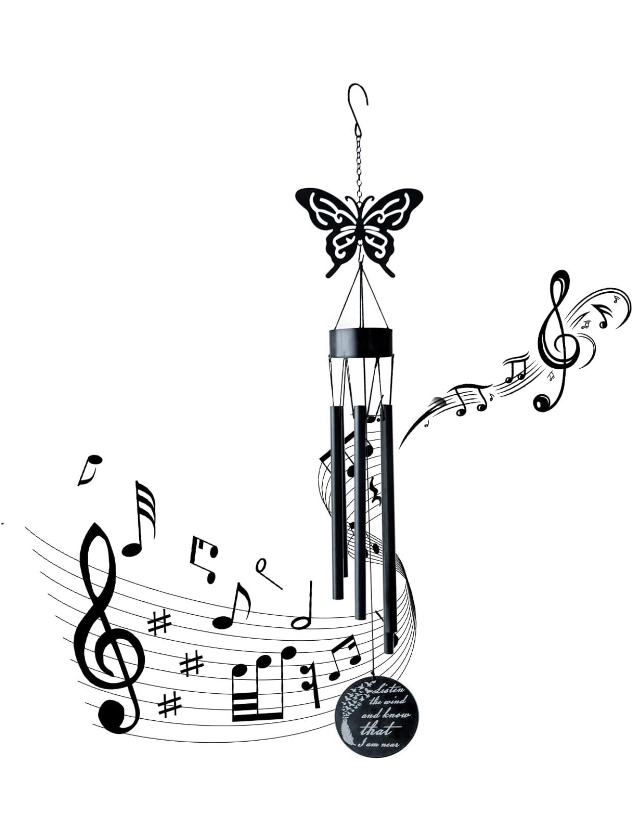 Sympathy Wind Chimes, Memorial Wind Chimes for Loss of a Loved One Butterfly Wind Chimes
