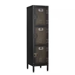 NEW IN BOX LISSIMO Locker Storage Cabinet, 47.3 in. Industrial Steel Storage Cabinet with Shelves and 3 Lockable Doors for Home, School 