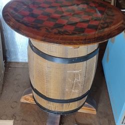 Barrel Art Barrel Head Checkers & Chess table