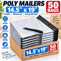 NEW 14.5x19 Poly Mailers – Waterproof Shipping Bags – 50 PCS