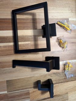 (B-F1) 3-Piece Matte Black Bathroom Hardware Set