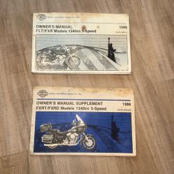 1986 Harley Davidson FLT/FXR Models 1340cc 5-Speed Owners Manual And Owners Manual Supplement 