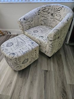 French lounge chair and otterman