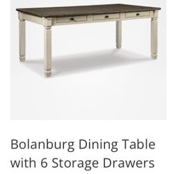 Bolanburg Dining Table with 6 Storage Drawers