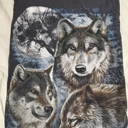 VINTAGE  HOWLING MOON THREE WOLVES T SHIRT