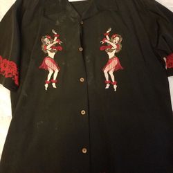 Dragonfly Vintage hula Girl Dress Shirt 