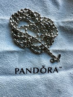 RARE genuine Pandora Rice Ball Beaded chain, 38 inch, sterling silver