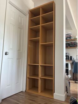 Wooden bookcase shelves