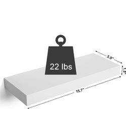 SONGMICS Floating Shelf Wall Shelf 15.7 Inches with Metal Bracket - White  