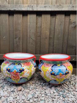 Mexican Talavera Red Planters, Pottery, Clay Pots.