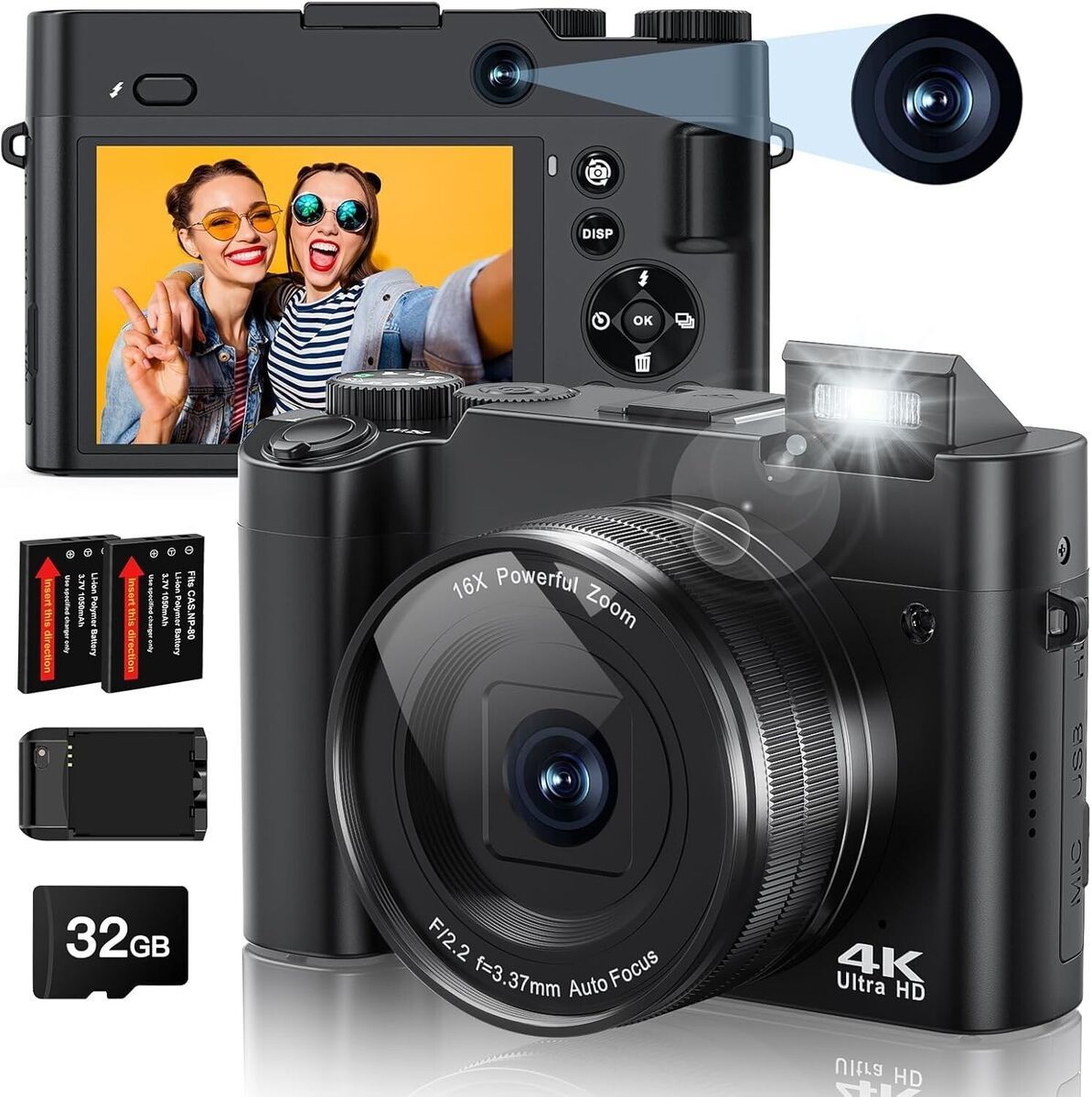 Cáara digital 4K, video 4K Ultra HD 48P Foto 4K, cáara de doble
